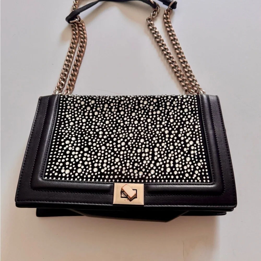 INC Sparkling Flap Crossbody Shoulder Bag with Chain strap - Picture 3 of 7